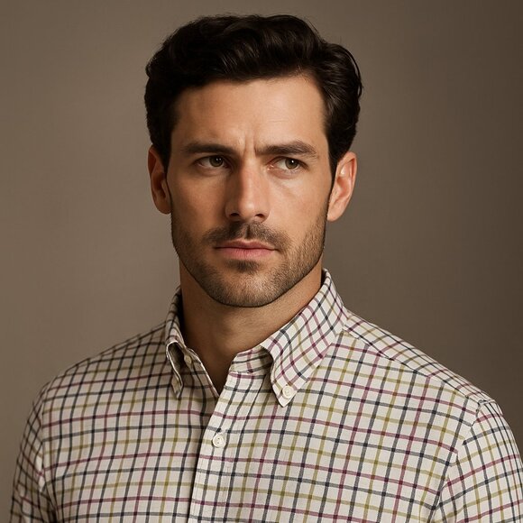 Neiman Marcus Multicolor Plaid Long Sleeve Button-Up Shirt - Size Large - Picture 1 of 11
